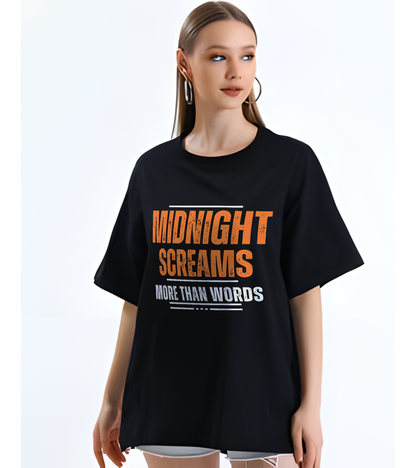 "Midnight Screams More Than Words" 'Nostalgia and Her' collection Oversized T shirt