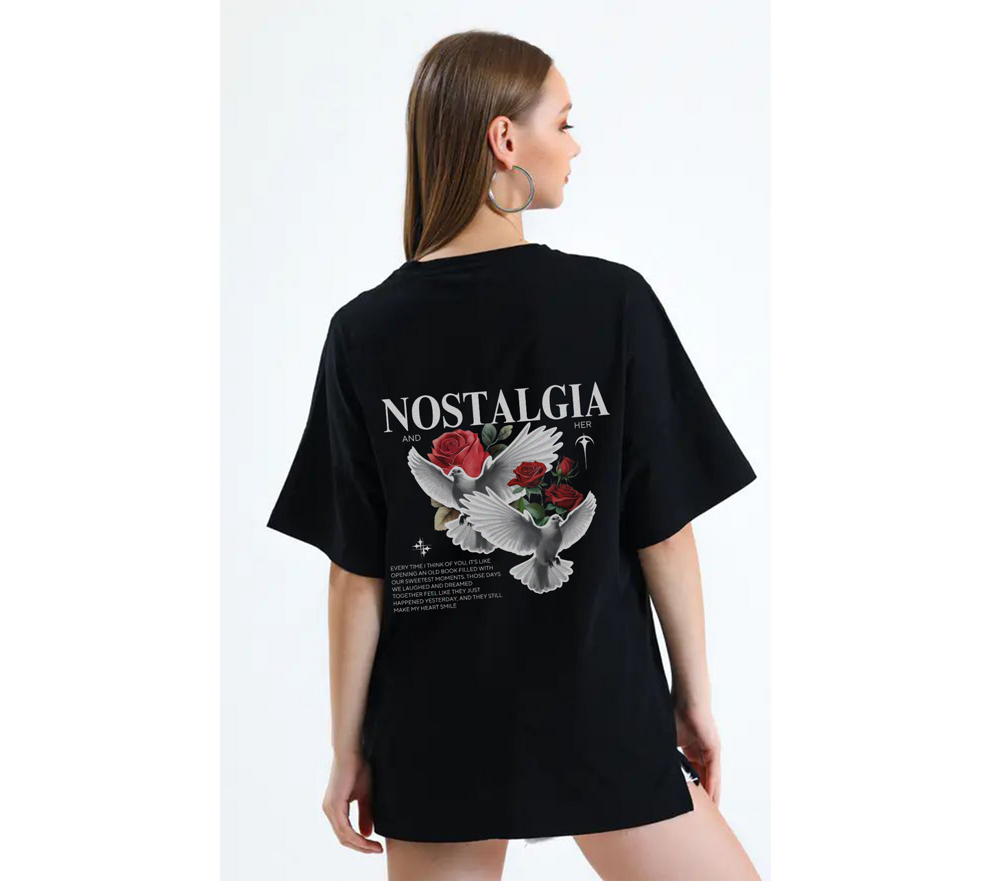 "Midnight Screams More Than Words" 'Nostalgia and Her' collection Oversized T shirt